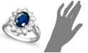 Macy's 14k White Gold Ring, Sapphire (2-1/5 ct. t.w.) and Diamond (1 ct. t.w.) Oval Ring 